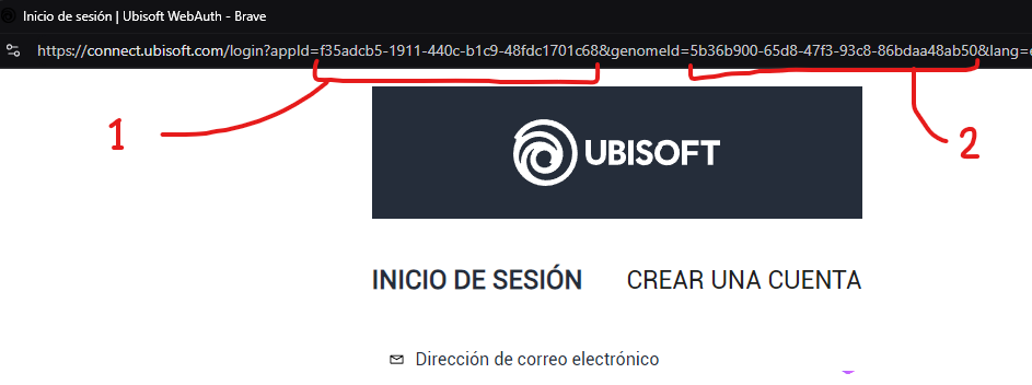 Ubisoft login screen